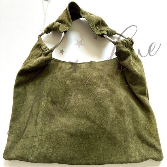FREE PEOPLE Bobbi Slouch Suede Tote In Khaki / Olive NWT - Picture 4 of 9